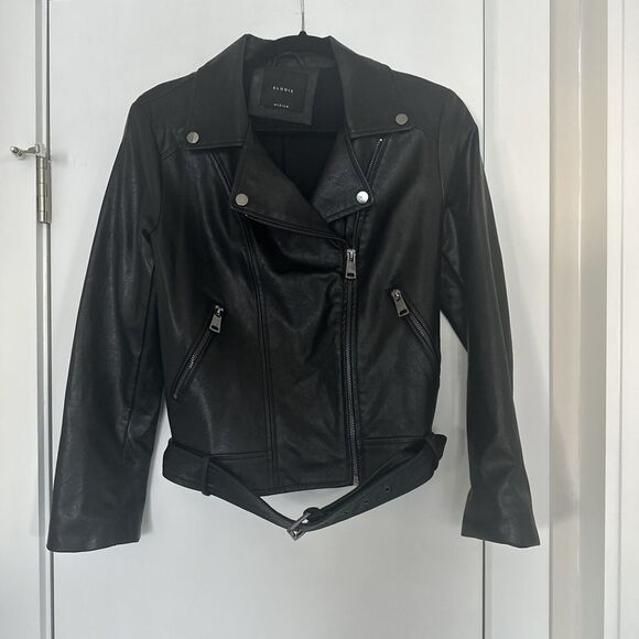 Elodie Faux Leather Moto Jacket Size M Black - Picture 4 of 5